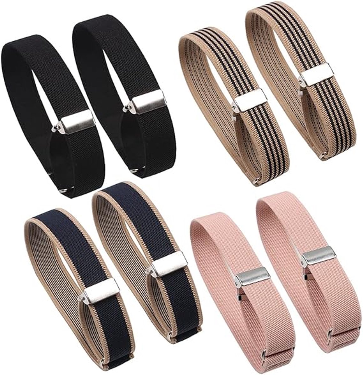 Sleeve Holder - 4 Pairs - Sleeve Holder - Sleeve Holders for Women and Men - Classic - Elastic - Women and Men - Sleeve Holders - Unisex Elastic Bracelets - Adjustable Shirt Sleeve Holders - Anti-Slip Bracelet - Multicolor - Image 1