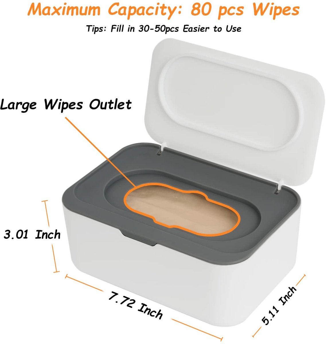 Wet wipes dispenser - 2 Pieces - Wipe box - Wet Toilet Paper Holder - Wet wipes storage box - Wipes Dispenser - Wipe holder for Baby & Adult - Refillable Wipe Container - Keeps Wipes Fresh - White - Image 3