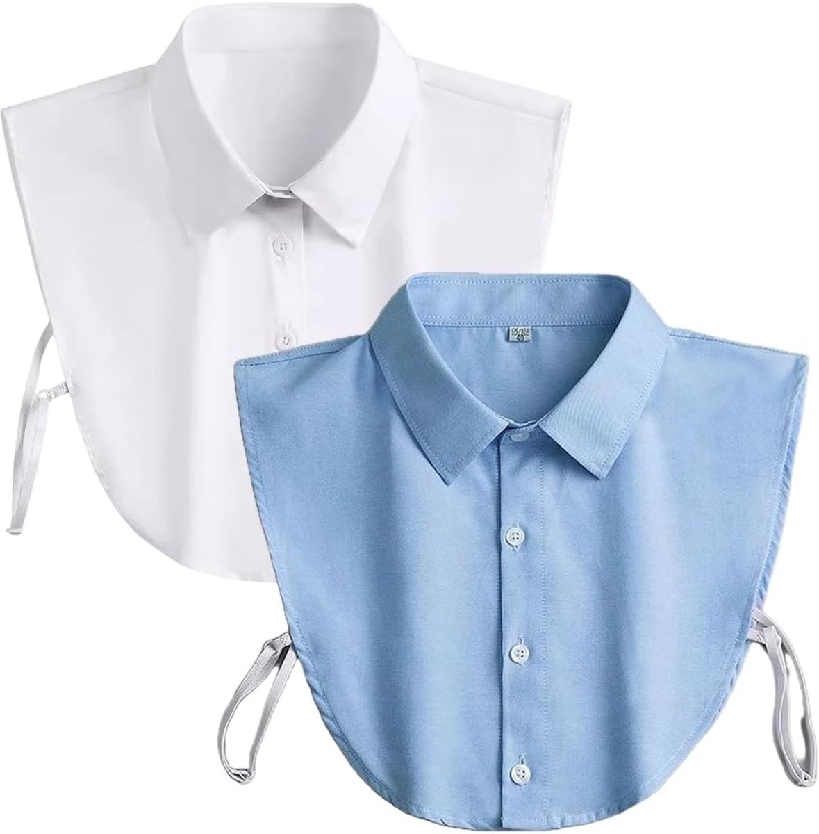 2 pieces - Women's Shirt Collar - Shirt Collar - Detachable Collar - Small Shirt Collar - Faux Detachable Collar - Detachable Pointed Collar - Small Collar - Pointed Collar - Shirt Replacement - Blouse - Adjustable - One Size - White, Blue - Image 1