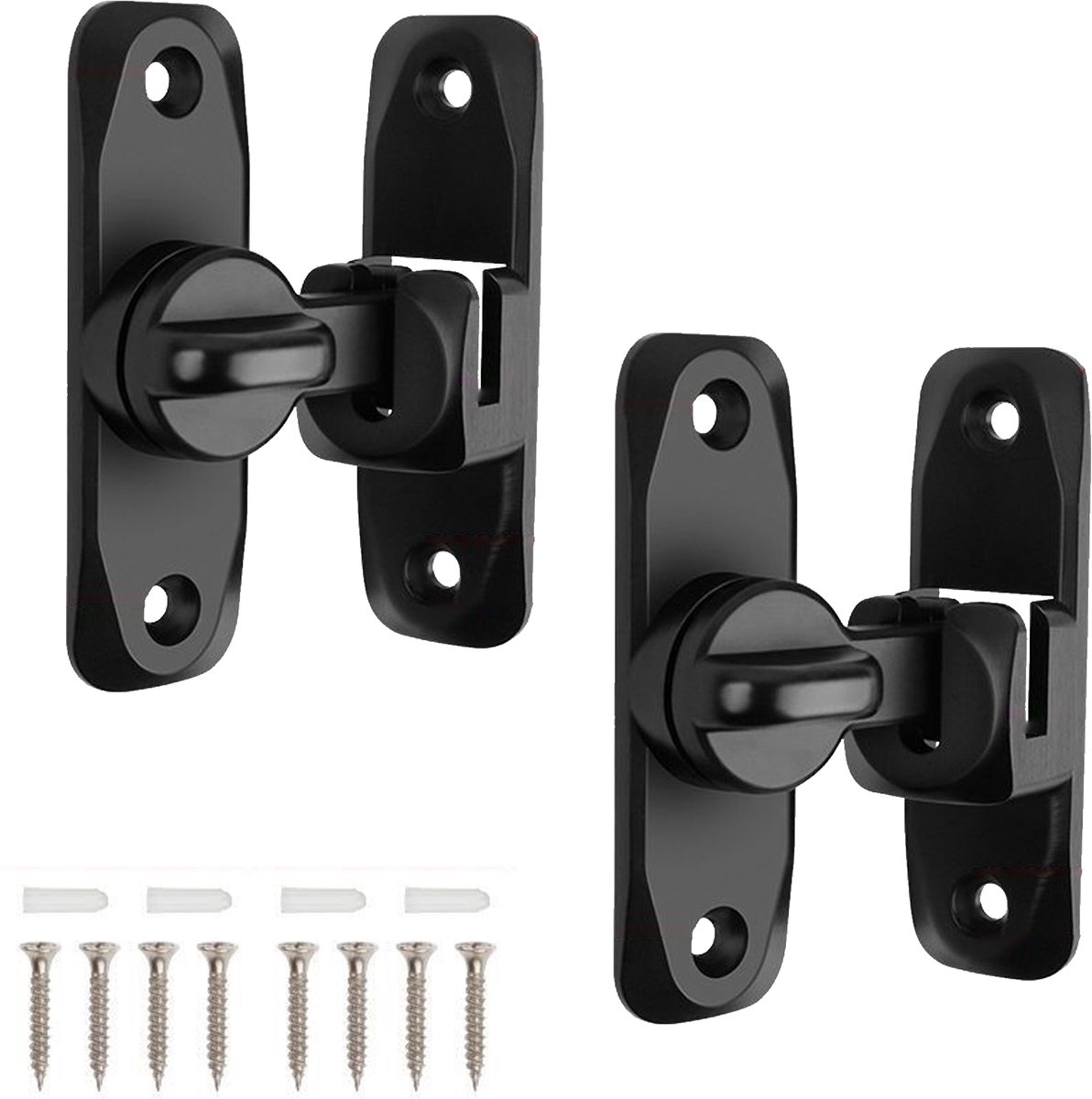 pieces - 90/180 degrees - sliding door lock - privacy protection - security sliding door lock - small gate locks - hardware for shed, garden, bathroom, cupboard, window - 80*25 mm - black - Image 1
