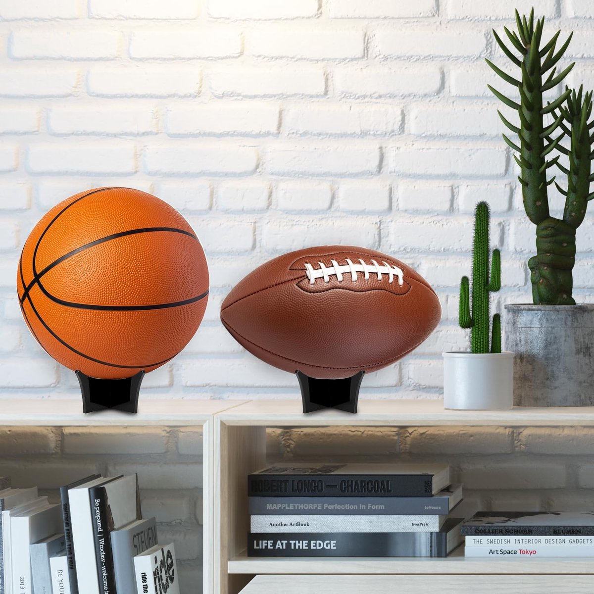 4 pieces - Ball holder - Ball rack - Ball stand - Acrylic ball rack - Ball storage rack - Display rack - football stand - ball holder - acrylic sports ball stand - volleyball support - for basketball, volleyball, football, rugby ball - 12*6.5 cm - black - Image 3