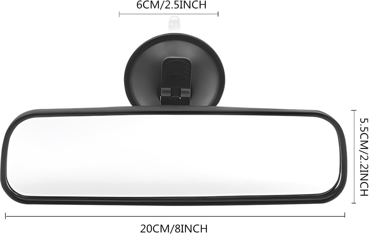 20*6 cm - car rearview mirror - rearview mirror - with suction cup - adjustable - car interior mirror - vehicle interior mirror reduces blind spots - universal - car accessories - for boats, trucks and SUVs - black - Image 4