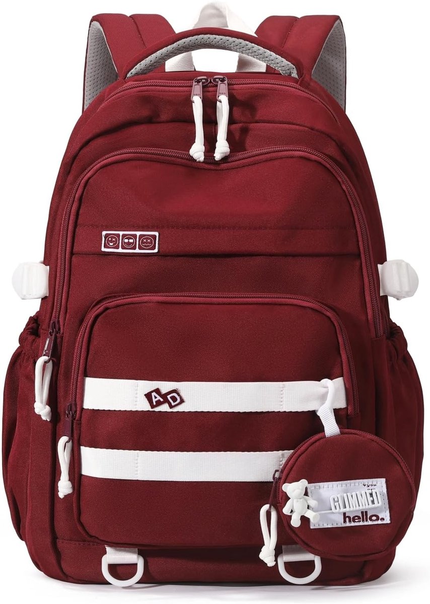 Waterproof backpack for girls - Girl Backpack - School backpack - lightweight school bag - School bag - Girls School Student School Bag - Large capacity backpacks for Girls and Boys - Teenagers - High School backpacks - Red - Image 1