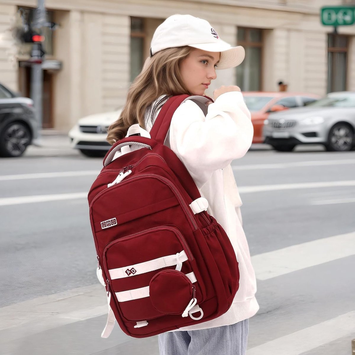 Waterproof backpack for girls - Girl Backpack - School backpack - lightweight school bag - School bag - Girls School Student School Bag - Large capacity backpacks for Girls and Boys - Teenagers - High School backpacks - Red - Image 2
