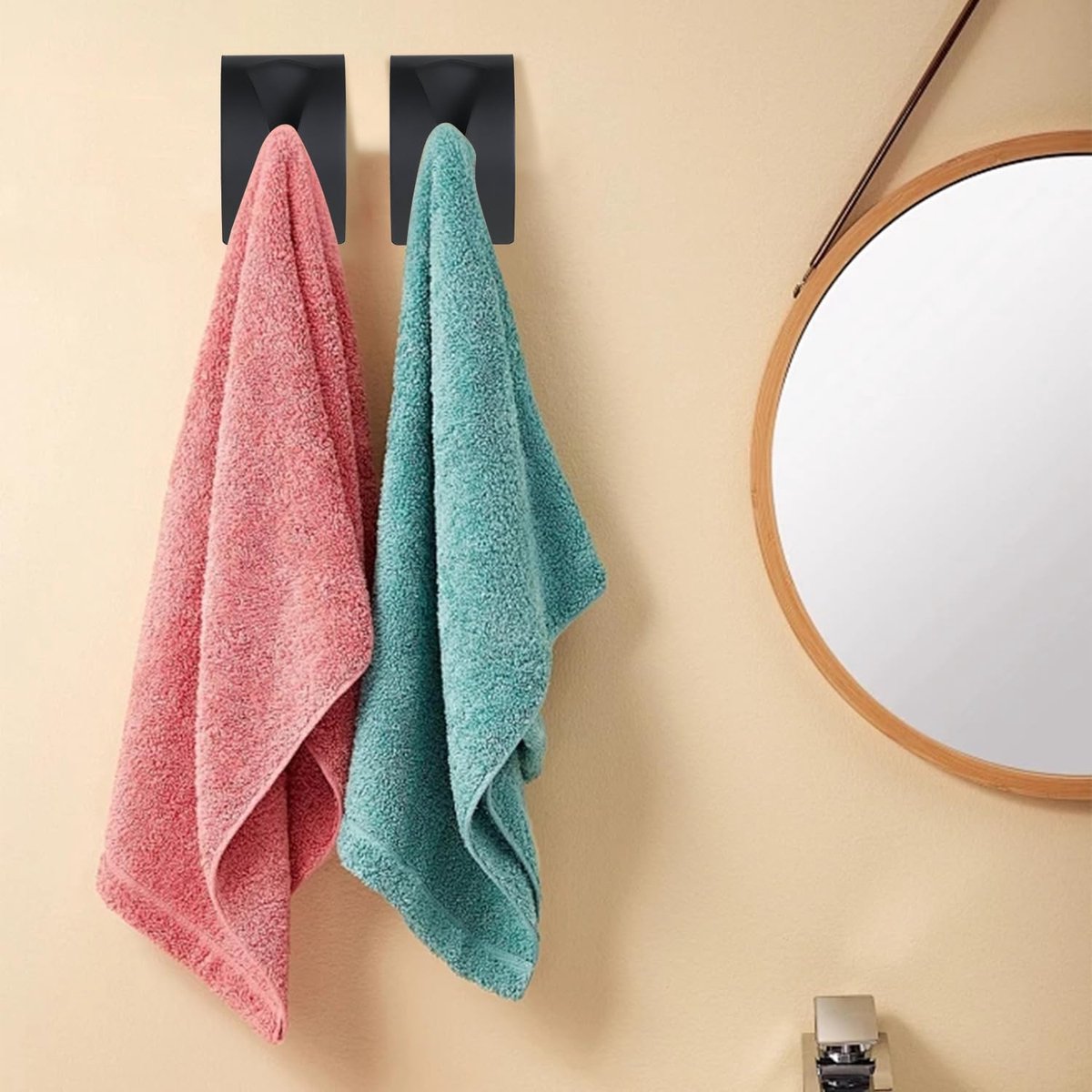 pieces - self-adhesive towel clip - 5*2.3*7.8 cm - stainless steel kitchen wall hooks - stainless steel tea towel holder - Towel hooks without drilling - Towel clips - with convenient recess - for hanging towels - black - Image 4
