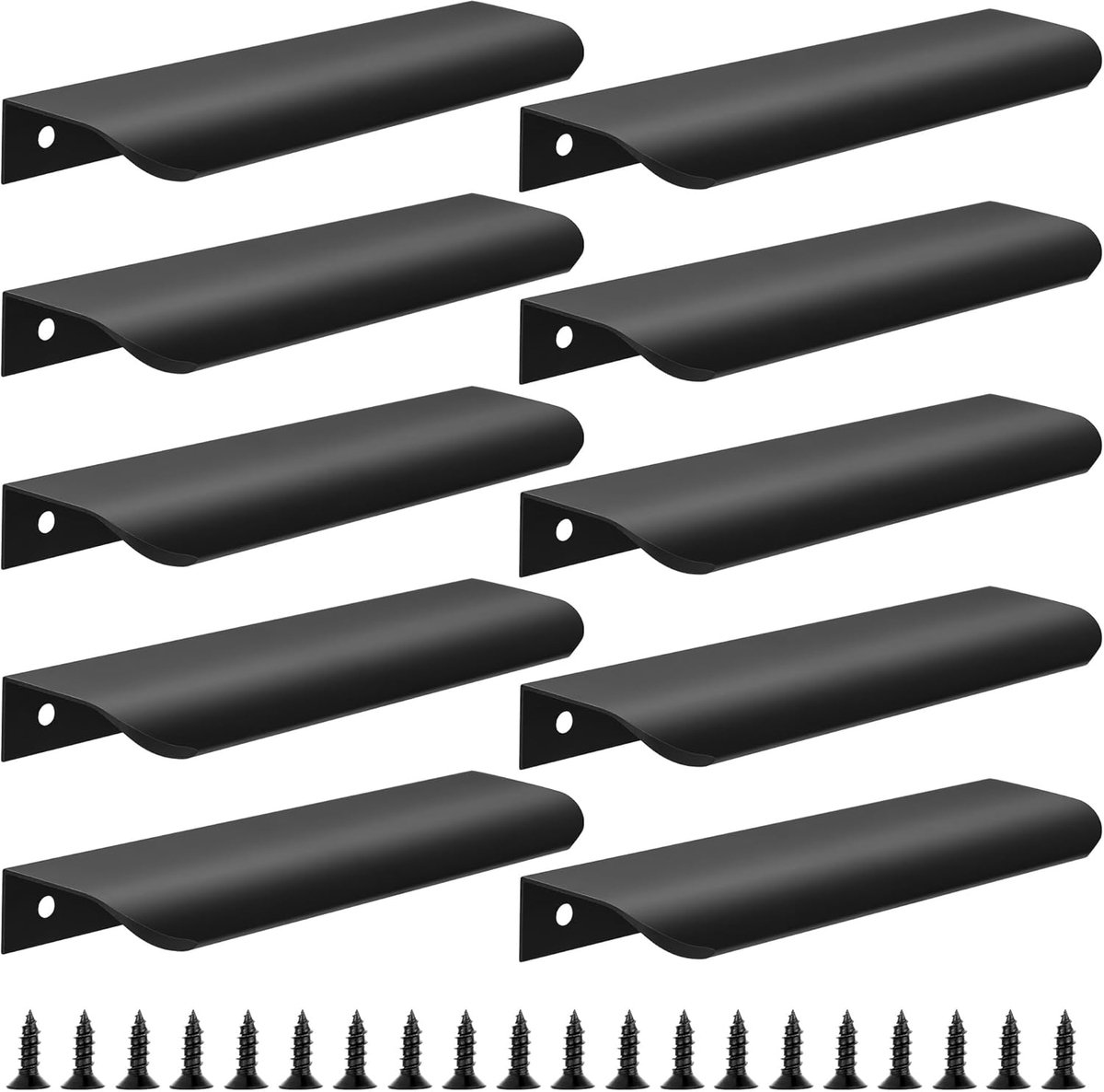10 pieces - 150*40*17.5 mm - Cabinet handles - Drawer handles - Concealed handle - Aluminum alloy handle - kitchen cabinet handles - furniture accessories - hardware - black - Image 1