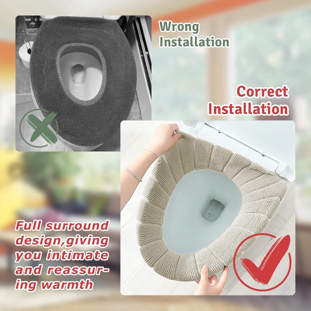 5-Piece Toilet Seat Cover - Toilet Seat Cover - Soft Toilet Seat - Toilet Cover - Toilet Seat Cover - WC Seat Cover - Universal Toilet Seat Cover - toilet seat cover - Reusable - Universal Fit - For Most Toilet Seats - White - Image 5