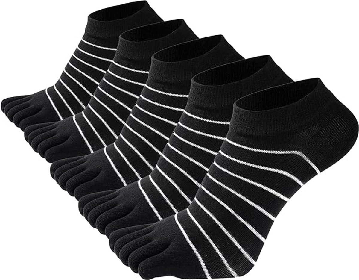 5 pairs - Toe socks - Toe socks - Yoga socks - cotton toe socks for women - Runner toe socks - Runner Toe socks - Smooth toe seam - Cotton - Comfortable Socks - sports socks - loose toe socks - breathable sports socks - black - Image 1