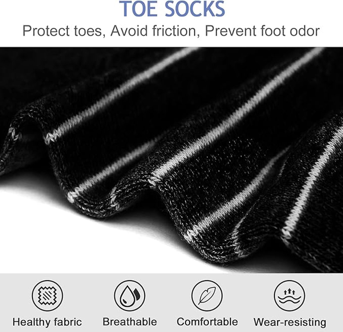 5 pairs - Toe socks - Toe socks - Yoga socks - cotton toe socks for women - Runner toe socks - Runner Toe socks - Smooth toe seam - Cotton - Comfortable Socks - sports socks - loose toe socks - breathable sports socks - black - Image 4