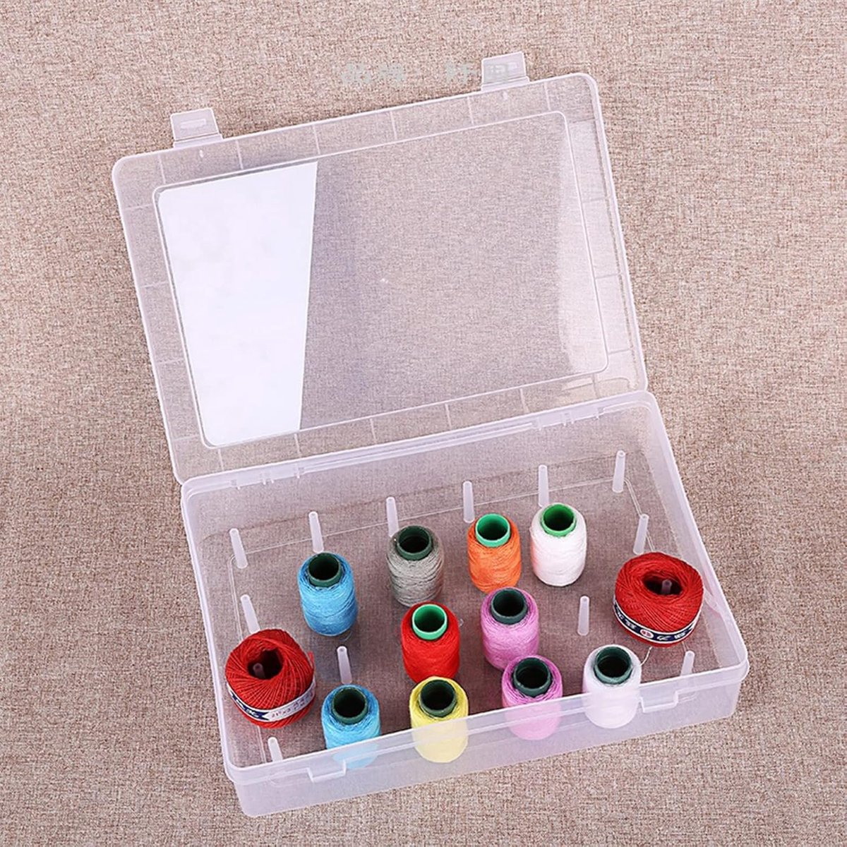 Sewing thread spool with 42 spools - Transparent sewing thread storage box - Empty sewing thread spools - High-capacity sewing thread storage box - Embroidery thread storage box - For organizing sewing thread spools - Image 5
