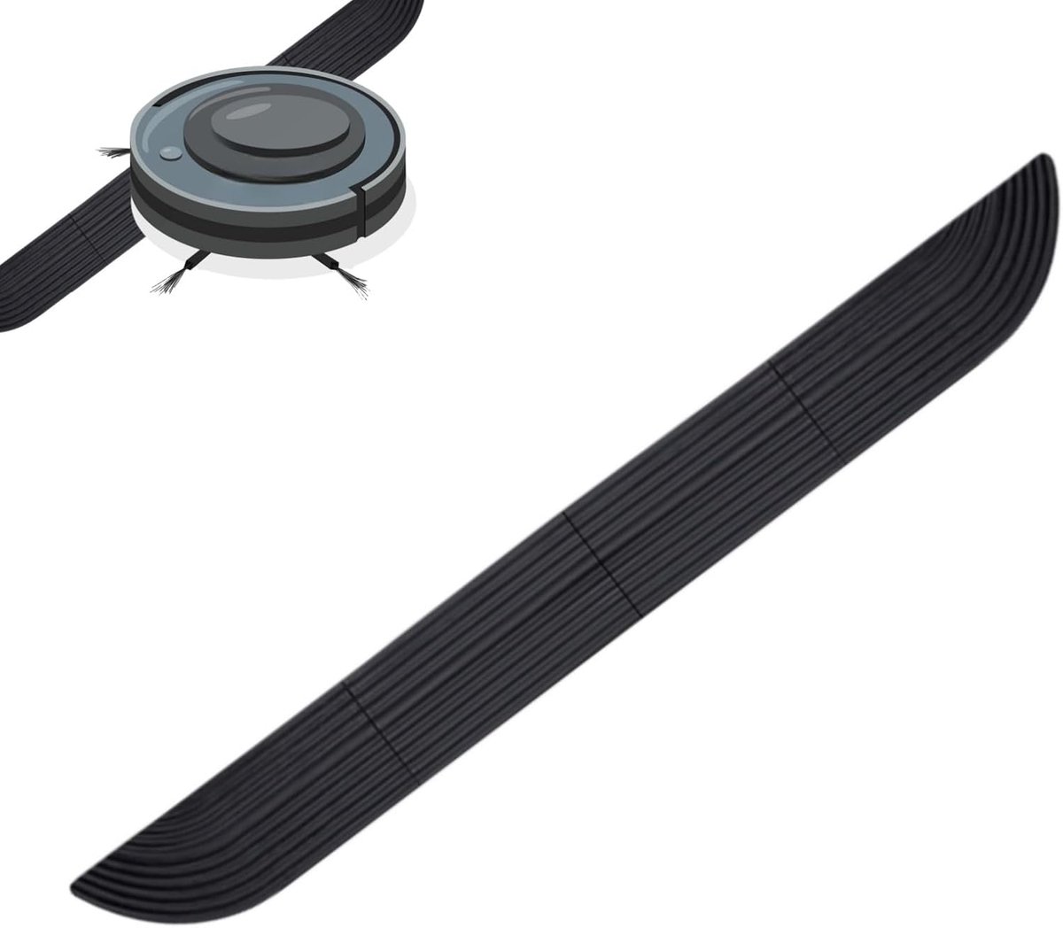 Threshold ramp - 68 × 5 cm - Threshold ramp for robot vacuum cleaner - Rubber ramp - Threshold ramp - Ramp - Threshold plate - Adjustable - Ramp - for robot vacuum cleaners, wheelchairs, doorways and bathrooms - Black - Image 1