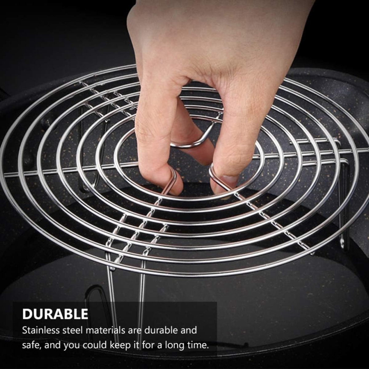 Stainless Steel Steamer Rack - 2 Pieces - Oven Rack - Round Steamer Rack - 7 cm high - Microwave Rack - Cooking Utensils - Steamer Basket - Kitchen Trivet - Dumpling cooking rack - steamer rack - for pressure cookers and air fryers - 16 x 16 x 7 cm - Image 1