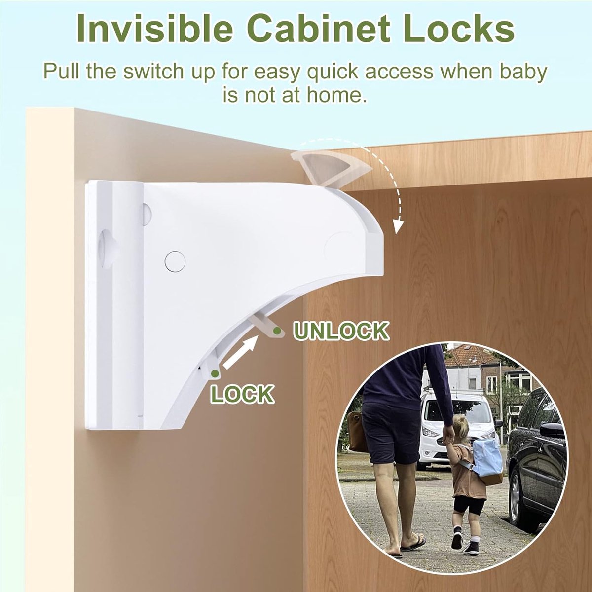 Child Locks for Cabinets - 8 Child Locks + 2 Keys - Cabinet Security for Children - Magnetic Child Lock - Invisible Child Lock - Magnetic Child Lock - Safety Lock for Cabinets - Baby Security - baby lock - child locks - White - Image 4