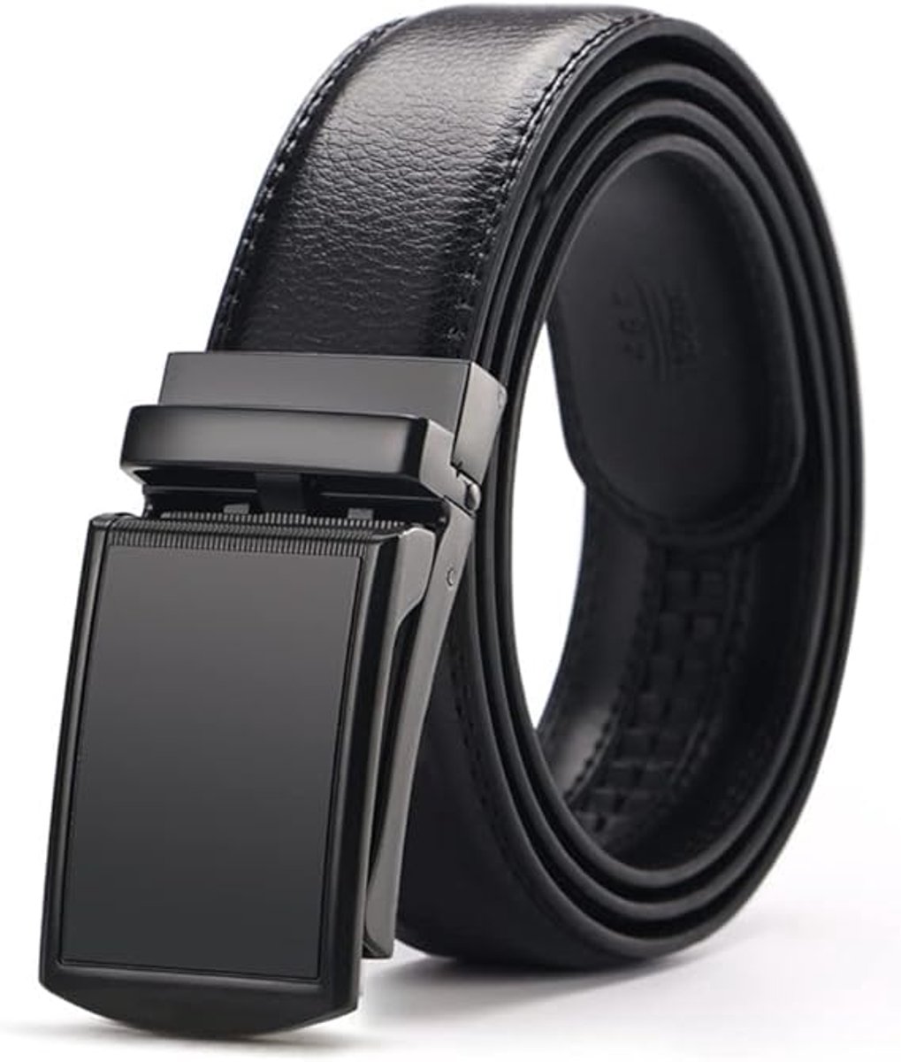 Men's Belt - 1 Piece - Belt (130cm) - Metal Belt - Leather Belt - Slide Buckle for Jeans and Trousers - Men - Adjustable - Men's Belt - Robust Metal Buckle Belt - No Holes - Suitable as a Gift - Brown - Image 1