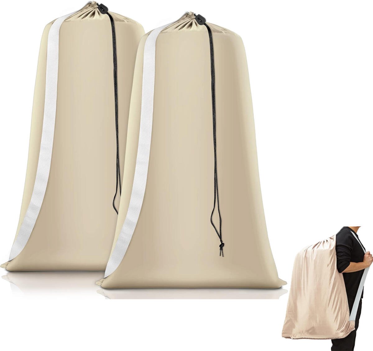 2 pieces - Laundry bag - Sturdy laundry bag - Travel laundry bag - Storage bag for dirty laundry - Large laundry bag - Washing machine laundry bag - Laundry net bag - Protective laundry bag for clothing - Laundry bags for laundry - with straps - with draw - Image 1