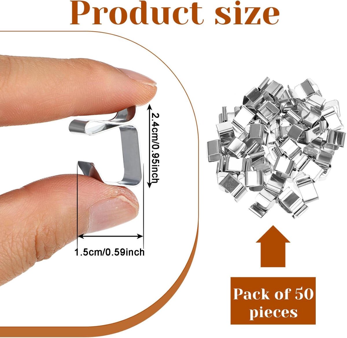 50 pieces - Christmas Lighting Gutter Hooks - Light Hose Clamps - Christmas Lighting Clips - Weatherproof Metal Gutter Clamp - Festive Lighting Clamps - Cable Clips - Christmas Decoration Hooks - for Christmas and Halloween Seasonal Cord - Silver - 24*15 - Image 5