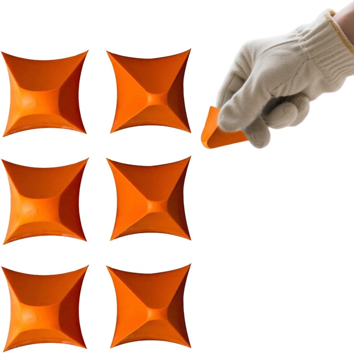 6 pieces - seam tools - reusable - silicone seam tools - silicone sealant tool - sealant applicator - kitchen and bathroom joint tool - orange color - 4/6/10/16mm - Image 1
