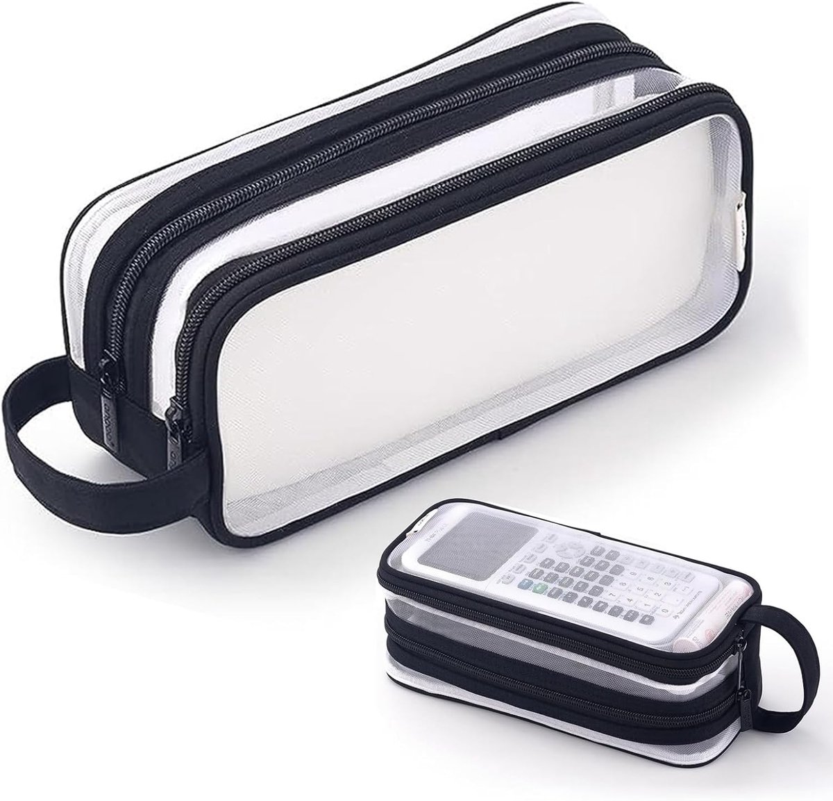 Transparent pencil case - transparent black - teen pencil case - large case for school and office - adult pencil case - Image 1