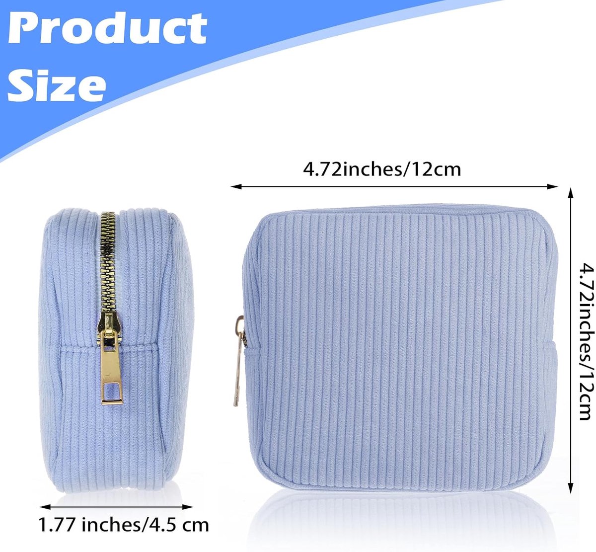 Toiletry Bag - Sanitary Pad Makeup Bag - Sanitary Pad Pouches - Menstrual Bags - Menstrual Pouches - Waterproof Zipper - Tampon Pouches - Napkin Pouches - Cosmetic Bag - Storage Bag - Makeup Bag - For Sanitary Pads, Tampons, Menstrual Cup - Blue - Image 2