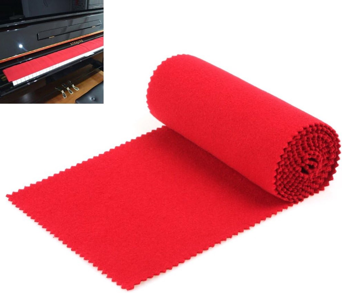 Piano Keyboard Dust Cover - Keyboard Protective Cover - Piano Dust Cover - Suitable for 88 Keys - Universal - Piano Protector - for Digital Electric Piano - for Electronic Keyboard, Digital Piano - Red - Image 1
