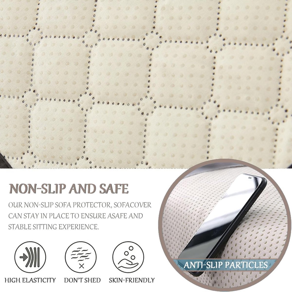 Sofa Cover - 3-Piece Set - Sofa Armrest Cover - Cushion Armrest Pad - Armchair Cover with Pockets - Sofa Protectors - Removable Headrest Cover - Sofa Remote Control Storage Bag - Non-Slip Furniture Protector - Image 2