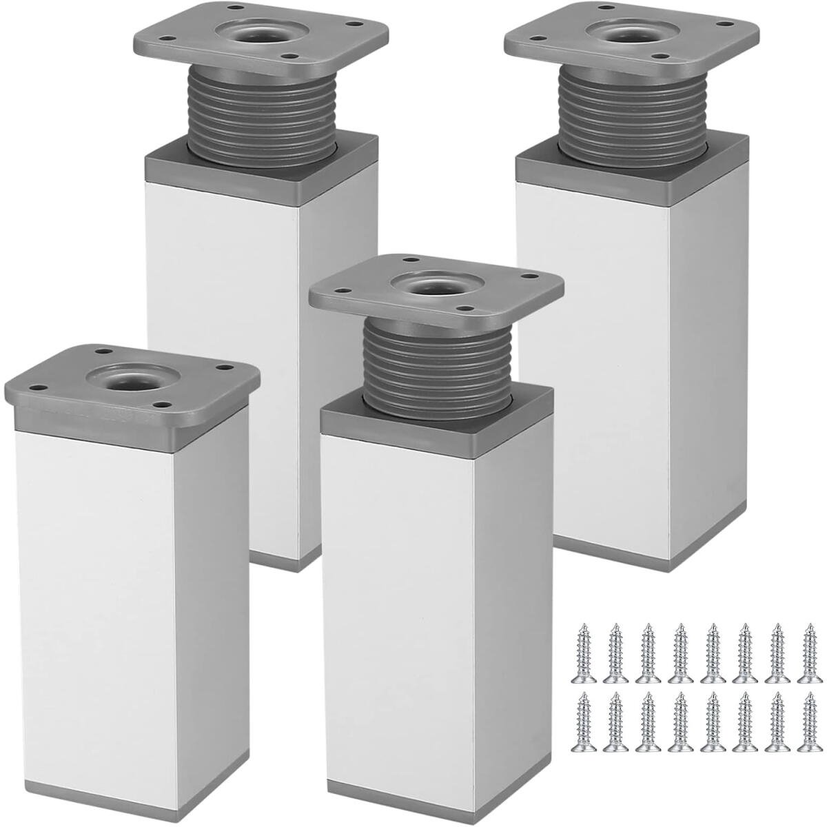 4 pieces - Furniture legs - 10 cm - Adjustable furniture feet - Adjustable table legs - sofa feet - bed feet - table legs - cabinet feet - cabinet leg - aluminum alloy table legs - for kitchen bench, sofas, coffee tables, furniture, cabinet and bed - whit - Image 1