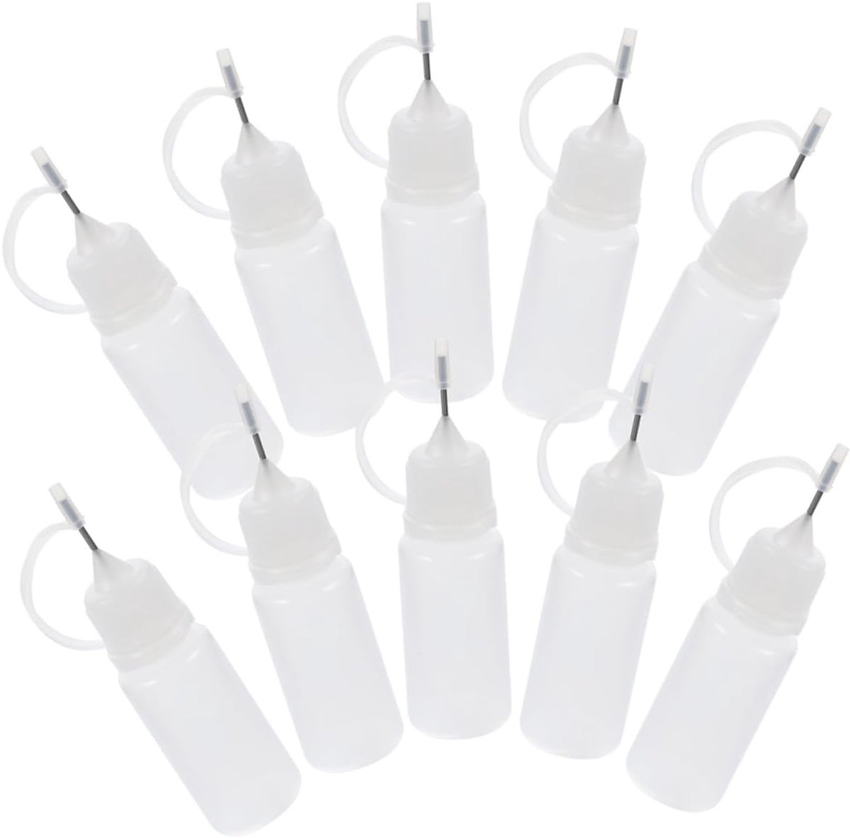 10 pieces - Dispensing bottle - 10ml - Quilling glue needle tip bottles - glue application bottles - with lid - application bottles - paint bottle - squeeze bottles - for DIY crafting, paper quilling, paint, glue dispensing - Refillable - easy to use - Image 1