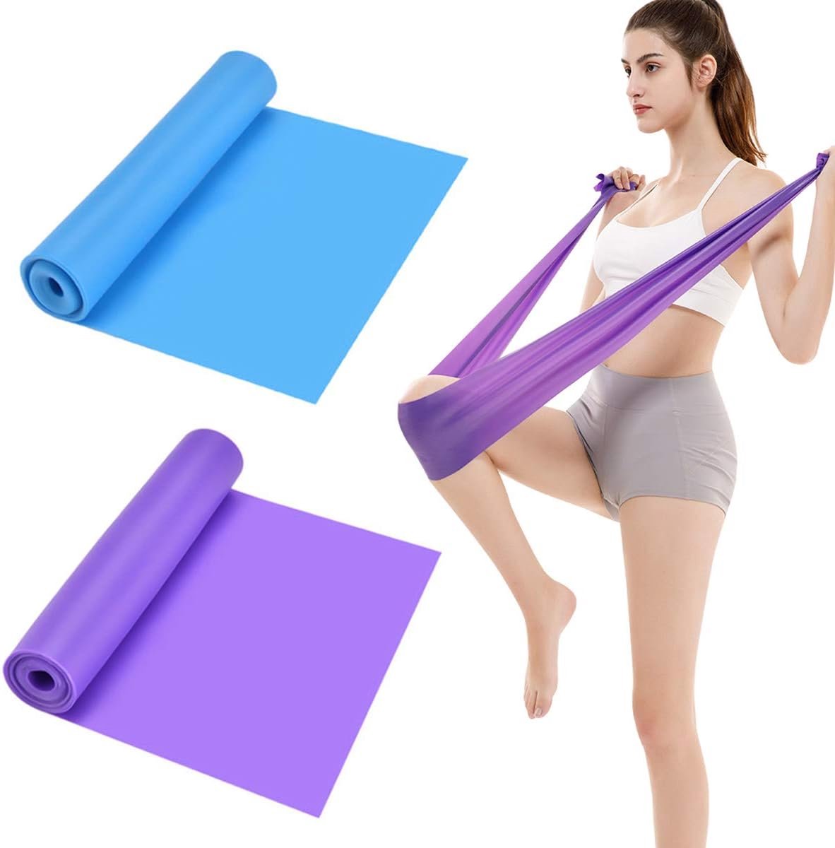 2 pieces - Exercise bands - 1.5 m - Resistance band - Resistance bands - Silicone exercise bands - yoga band - pilates band - sports band - Fitness elastic bands - Fitness equipment - For yoga, pilates, rehabilitation in the gym or at home - Image 1