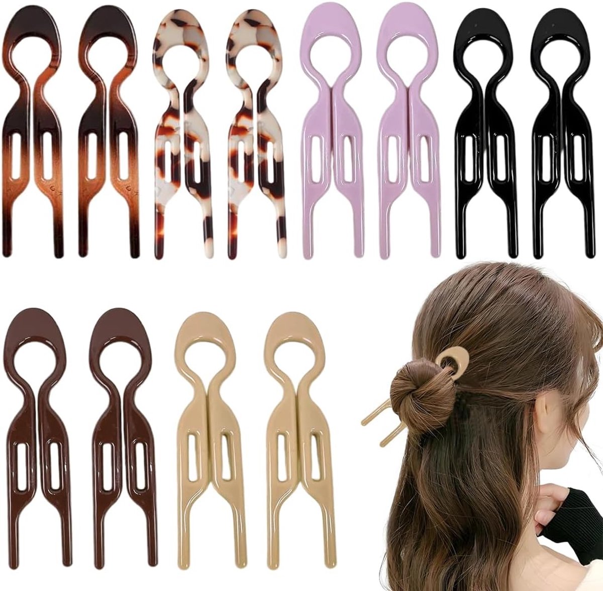Hairpins - 12 pieces - Hair clips - Hair forks - U-shaped hairpins - French hairpins - Hair accessories - hair fork pin for women - Hair Pin - Hair jewelry - Image 1