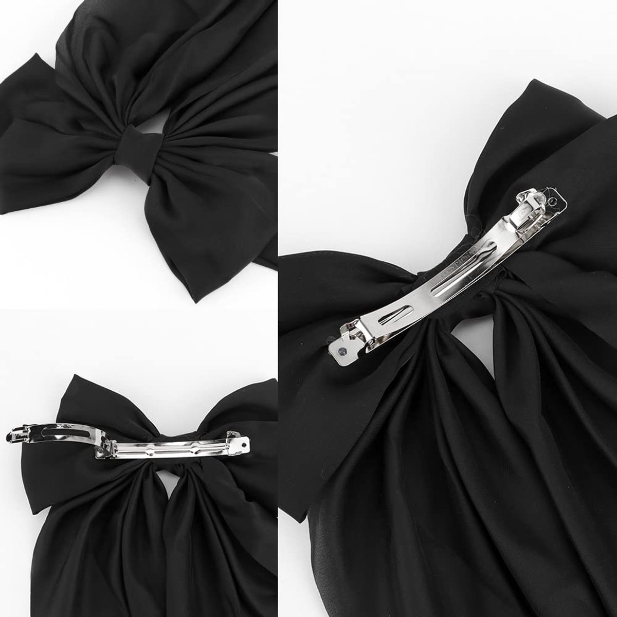 2 pieces - Hair clamp - butterfly hairpin - Hairpin - Hair clip - Hair ornament - Bows of silky soft satin ribbon - Hair accessories - Hair accessories - Hair clamps - large bows for women - Headbands - Bows - Black/White - Image 3