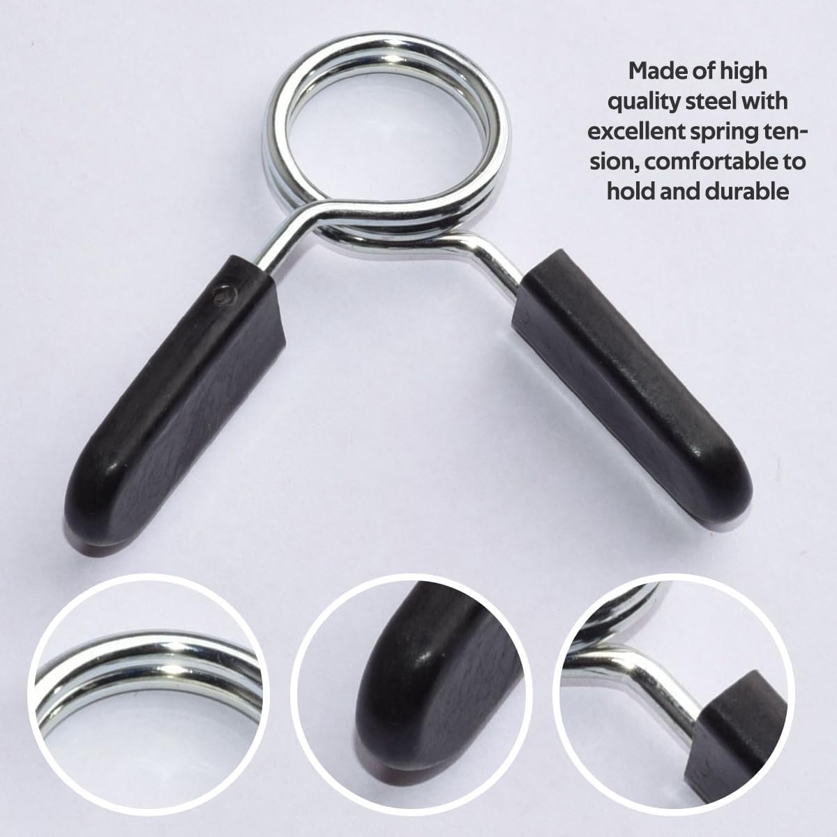 4 pieces - Barbell Clamp - 2.8 cm - Spring Barbell Clamp - Dumbbell Clip - Spring Clips for Weights - Barbell Bars - Clamp Ring - Spring Clips - Locking Clip Ring Bodybuilding - for Weightlifting, Training Barbell, Bars, Plates, Gym - Black - Image 3