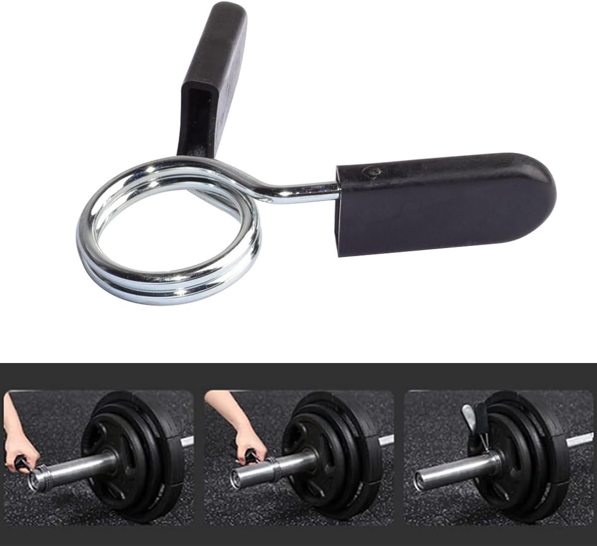 4 pieces - Barbell Clamp - 2.8 cm - Spring Barbell Clamp - Dumbbell Clip - Spring Clips for Weights - Barbell Bars - Clamp Ring - Spring Clips - Locking Clip Ring Bodybuilding - for Weightlifting, Training Barbell, Bars, Plates, Gym - Black - Image 4
