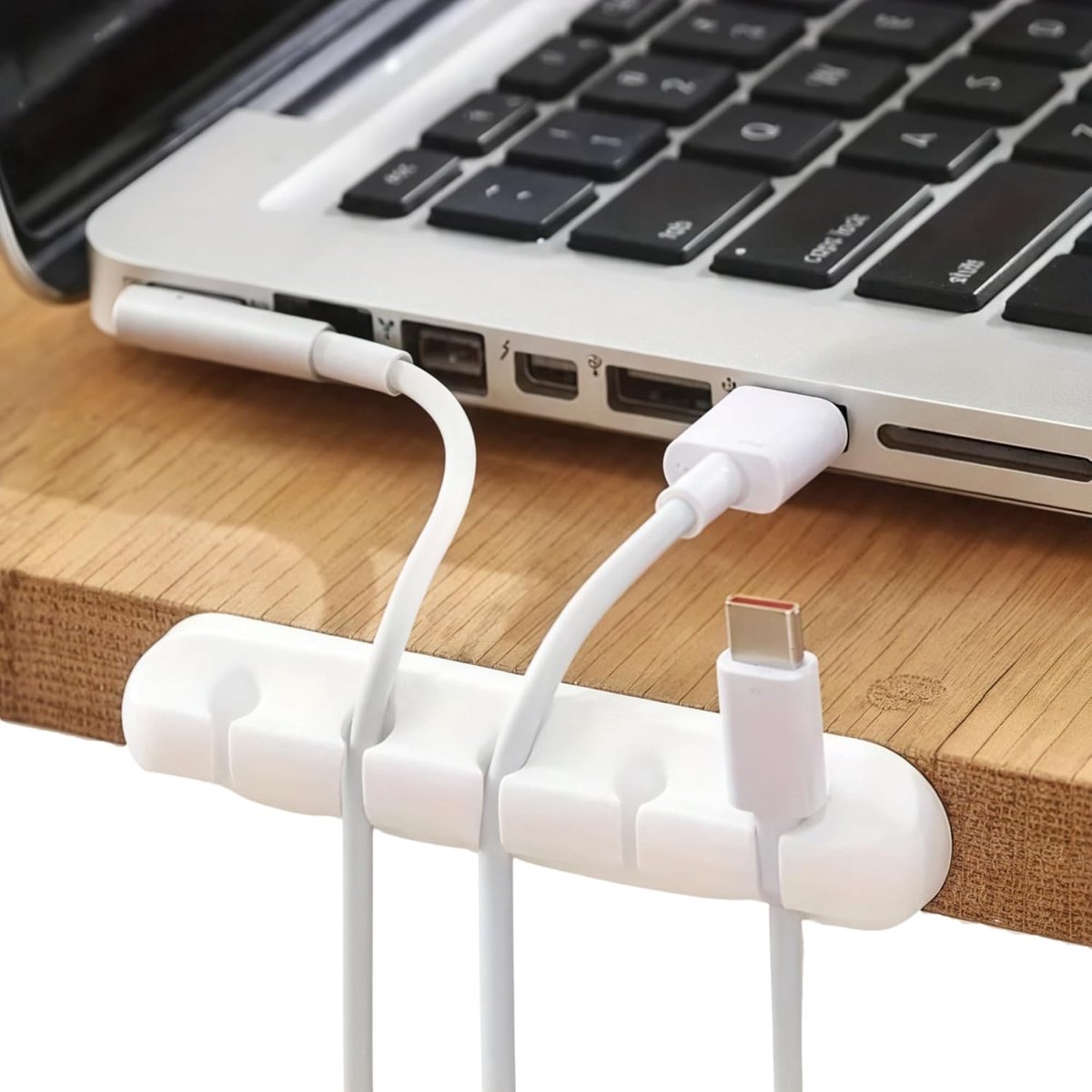 3 pieces - Cable holder - Cable clamp holder - cable management system - cable organizer - cable clip - desk organizer - cable tray - for cables, power cords, USB charging cables, chargers, audio cables - 3, 5, 7-hole - white - Image 2