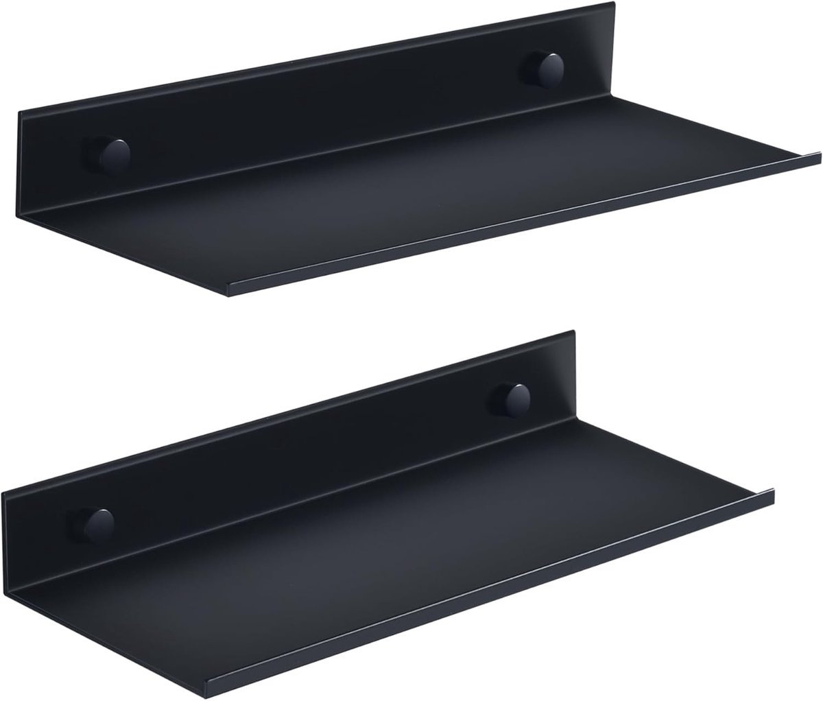 Bathroom Shelf - Wall-Mounted Shower Shelf - 2 Pieces - Soap Holder - Shelf - Modern Design Wall Shelves 30 cm - Bathroom Rack - Organizer - Metal Wall Shelf - Shower Shelf - for Bathroom, Living Room, Kitchen, Office - Shampoo Rack - Black - Image 1
