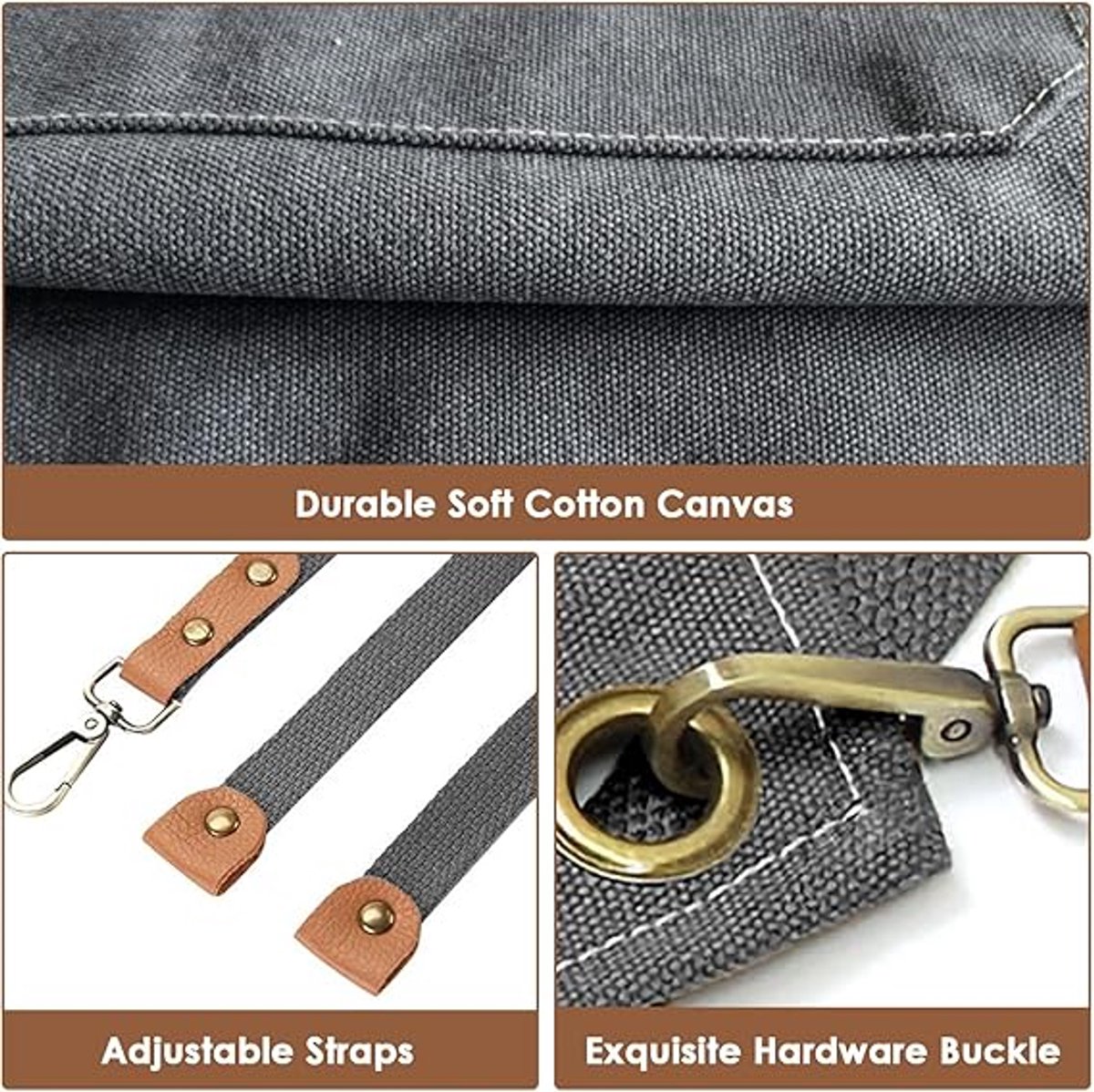 Men's Canvas Apron - Canvas Apron - 3 Pockets - Waterproof - Adjustable - Kitchen Apron for Men and Women - Apron for Barbecue, Restaurant, Garden, Carpenter - Easily Adjustable - Blue - 76 x 68 cm - Image 5
