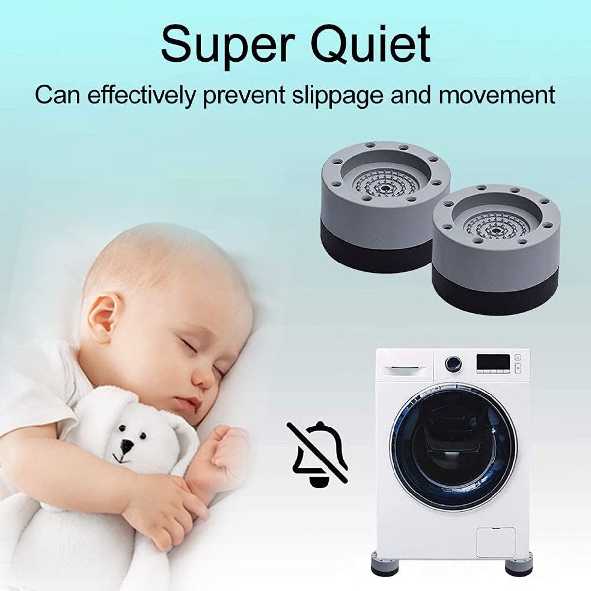 4 Washing Machine Feet - Universal Anti-Vibration Pads for Washing Machines - Washing Machine Vibration Dampers - Non-Slip Rubber Pads - Washing Machine Feet - Stabilizer Foot - Washing Machine Sound Damper - For Washing Machines, Dryers, and Furniture - Image 2