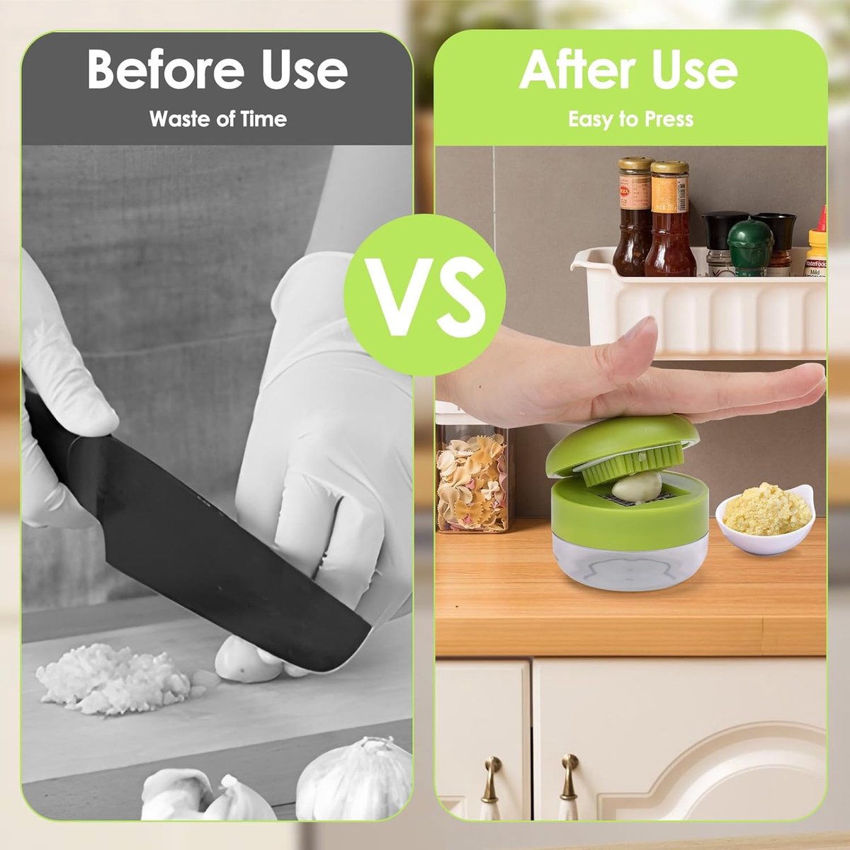 2 Pieces Garlic Press - Garlic Chopper - Garlic Press - Suitable for Garlic - Manual Garlic Press - Kitchen Gadget Press - Garlic Presses - Storage Container - Ginger Press - Stainless Steel Knife Cutter - Crusher - For Home and Camping - Image 3