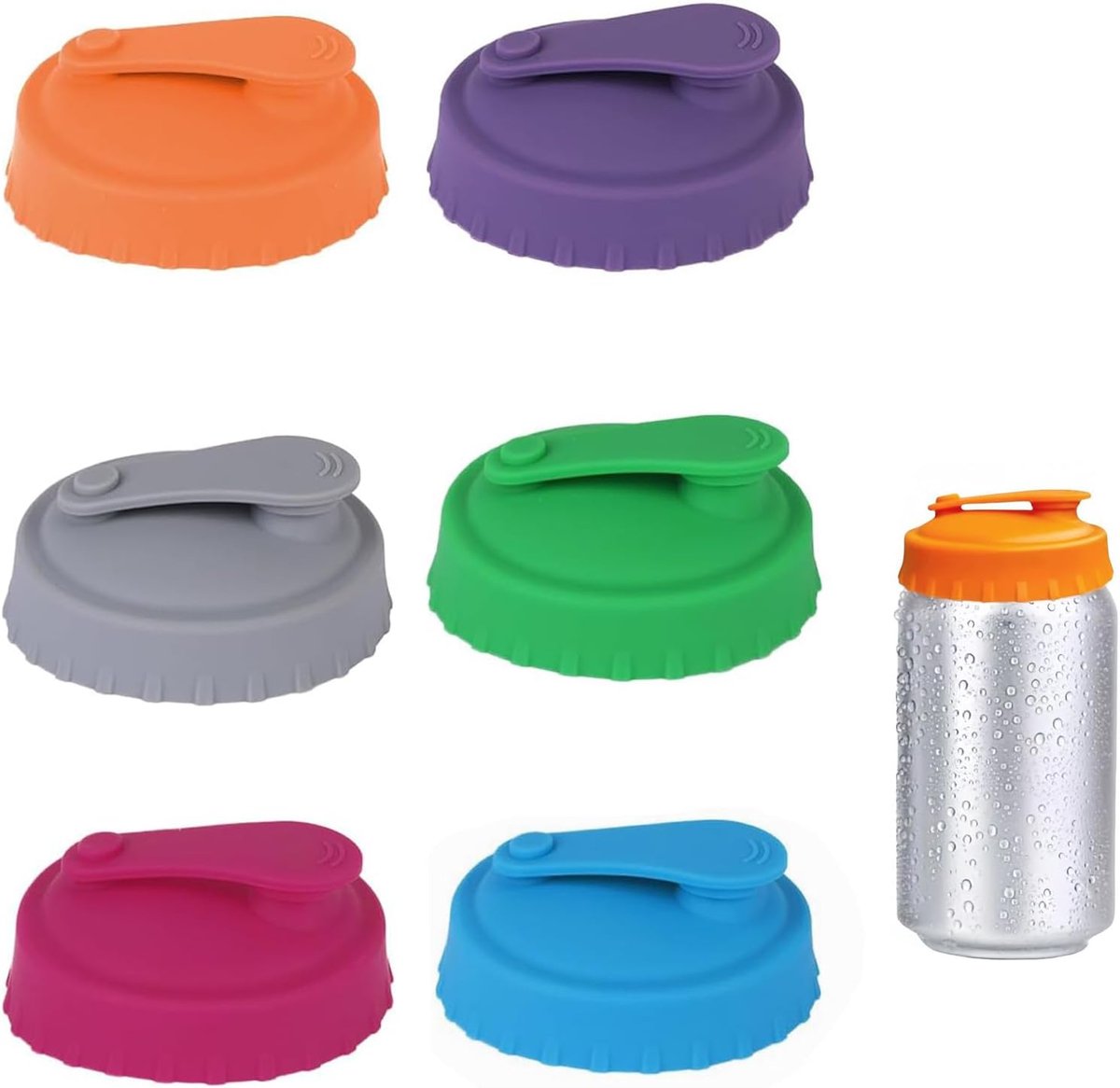 Can Cover - 6 Pieces - Silicone Soda Cans - Can Closer - Silicone Can Lids - Drink Protector - Dust and Spill Anti - Insect Anti - Easy to Clean - Reusable - Fits All Cans - Freshness Cap - 6 Colors - Image 1