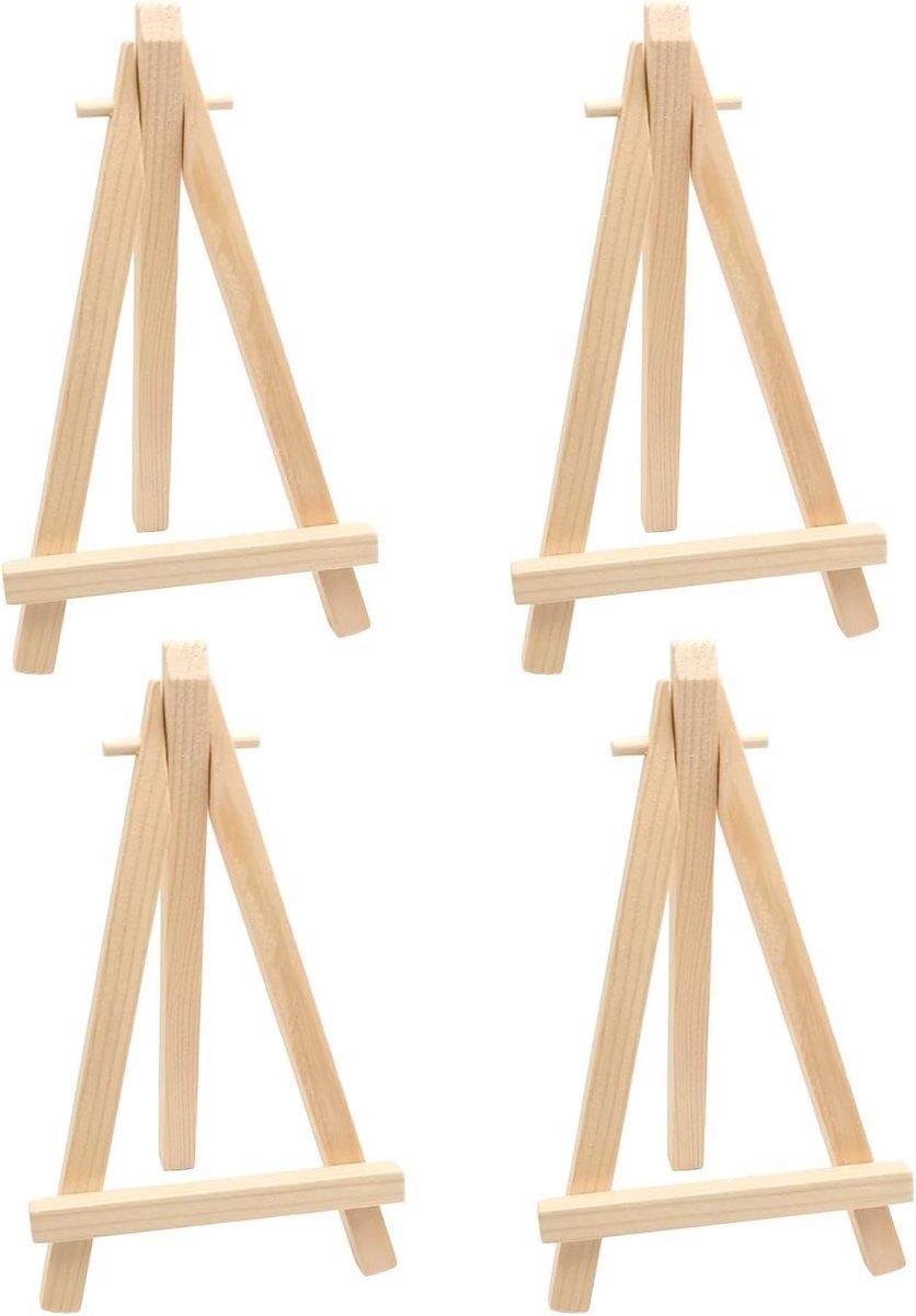 4 pieces - Table easel - Painting easel stand - Painting easel - Desk easel - Wooden easel - Wooden stand - Mini wooden stand - Display rack - mini painting easel - Home decoration - for photos, weddings, birthdays - 8*15 cm - Image 1