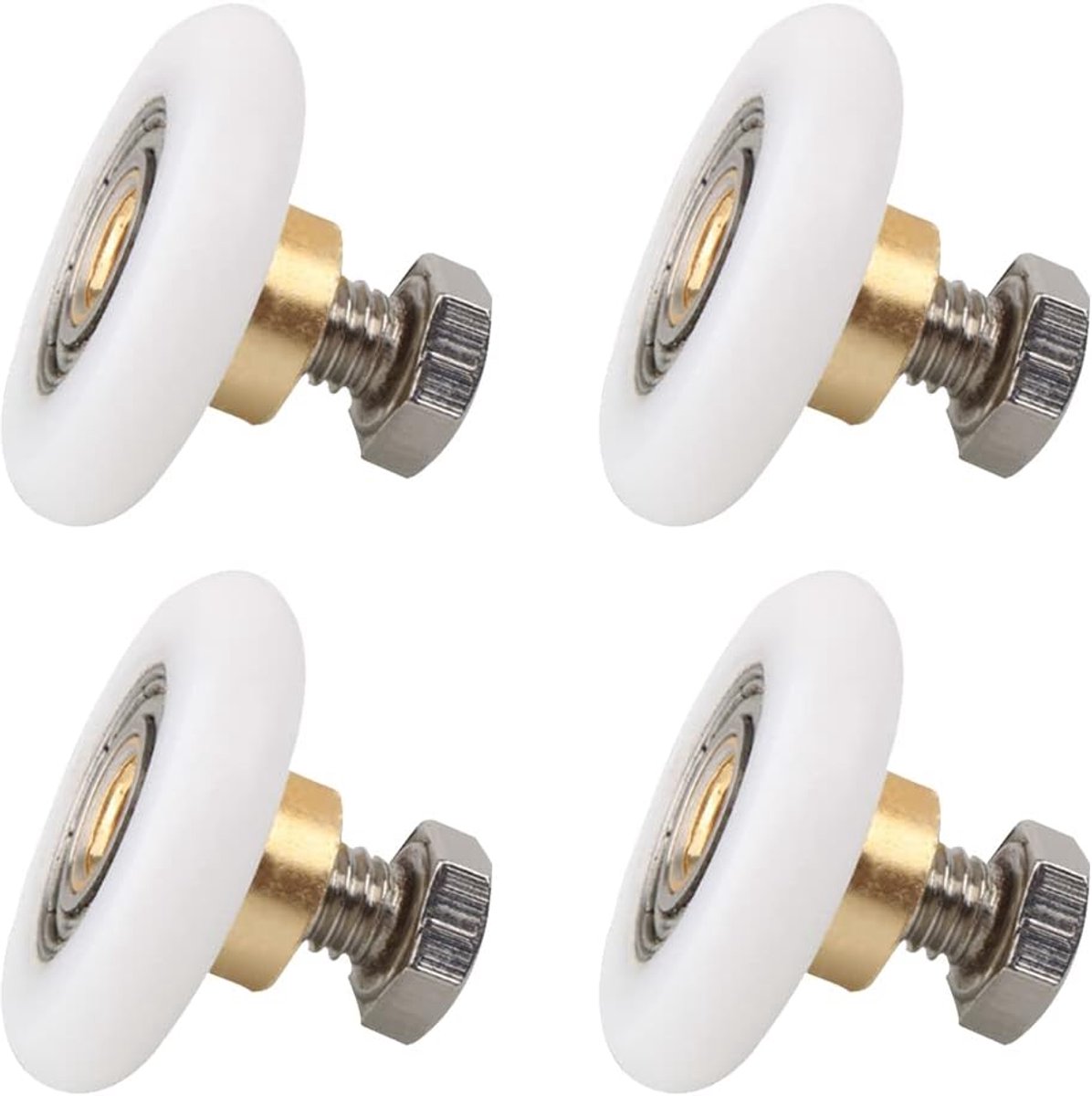 pieces - shower door rollers - 20 mm - sliding door wheels for showers - replacement roller guide wheels - for home, bathroom, DIY - replacement parts for glass holes - for shower doors, sliding door wheels and gliders - white - Image 1