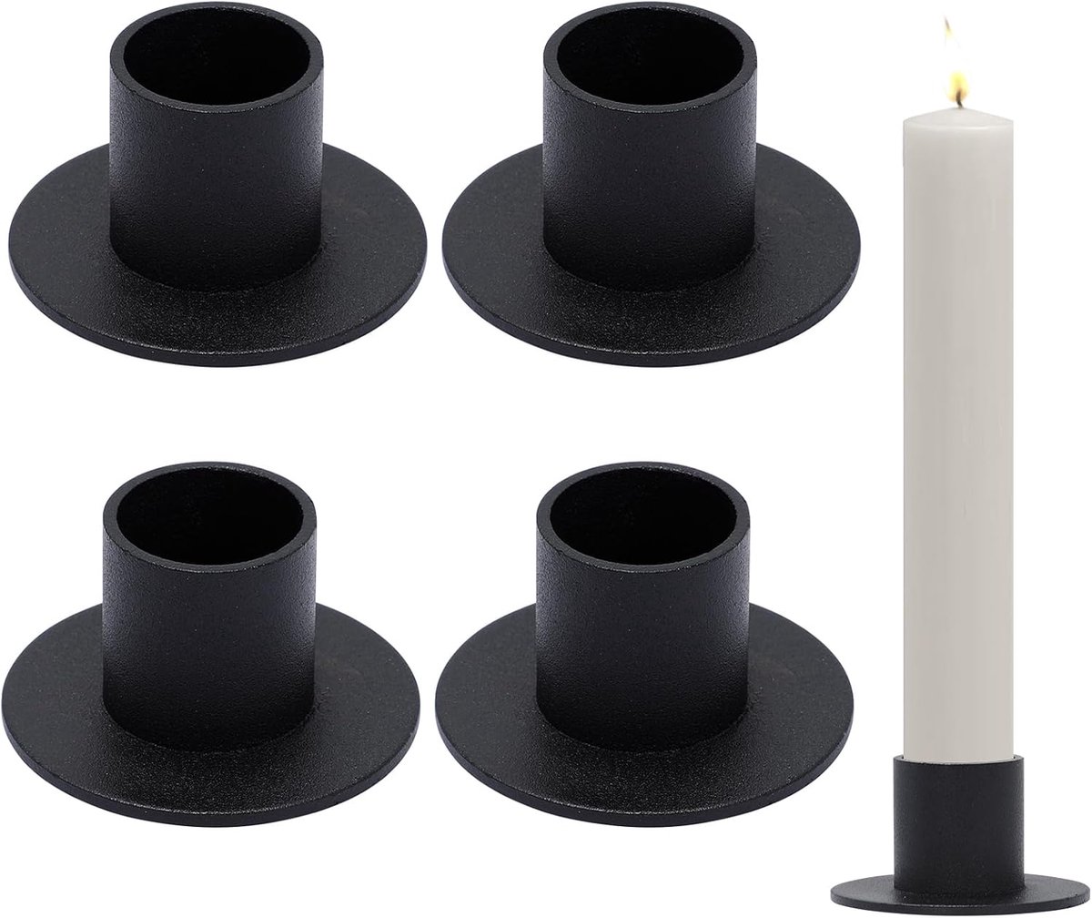 4 pieces - Candlesticks - Candle holder - Candle stand - metal candle holders - modern candle holders - home decoration - for the living room, parties, Christmas, weddings - Φ2.5 cm - 5*2.7 cm - black - Image 1