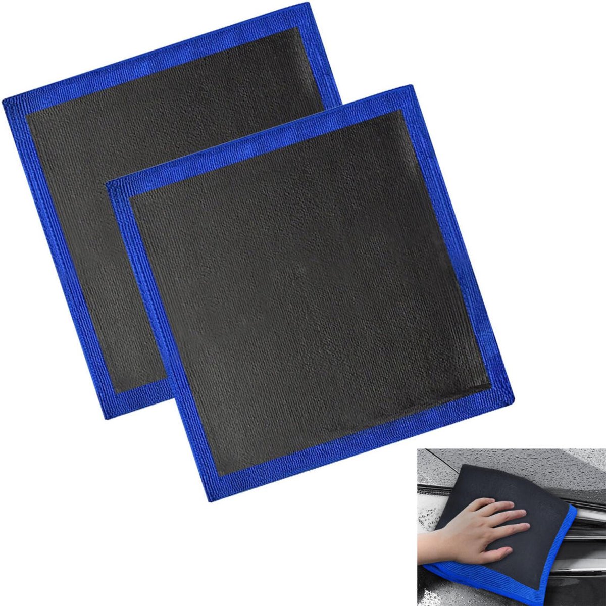 2 pieces - Car clay cloth - Car wash towel - Car cleaning towel - Clay bar - Clay towel - Clay bar towel - Car cleaning - detailing cloth - perforated polishing cloth - cleaning cloth - for car detailing, car cleaning - 30*30 cm - blue - Image 1