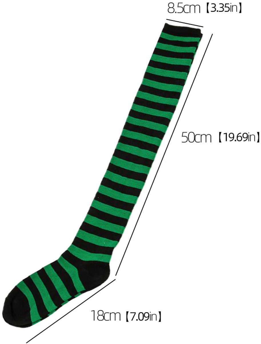 3 pairs - Socks - Christmas socks - knee socks - over-the-knee socks - long socks - high socks - elastic striped socks set - long striped Christmas socks - striped socks - sports socks - festive Christmas accessories - for cosplay costume parties - Image 2