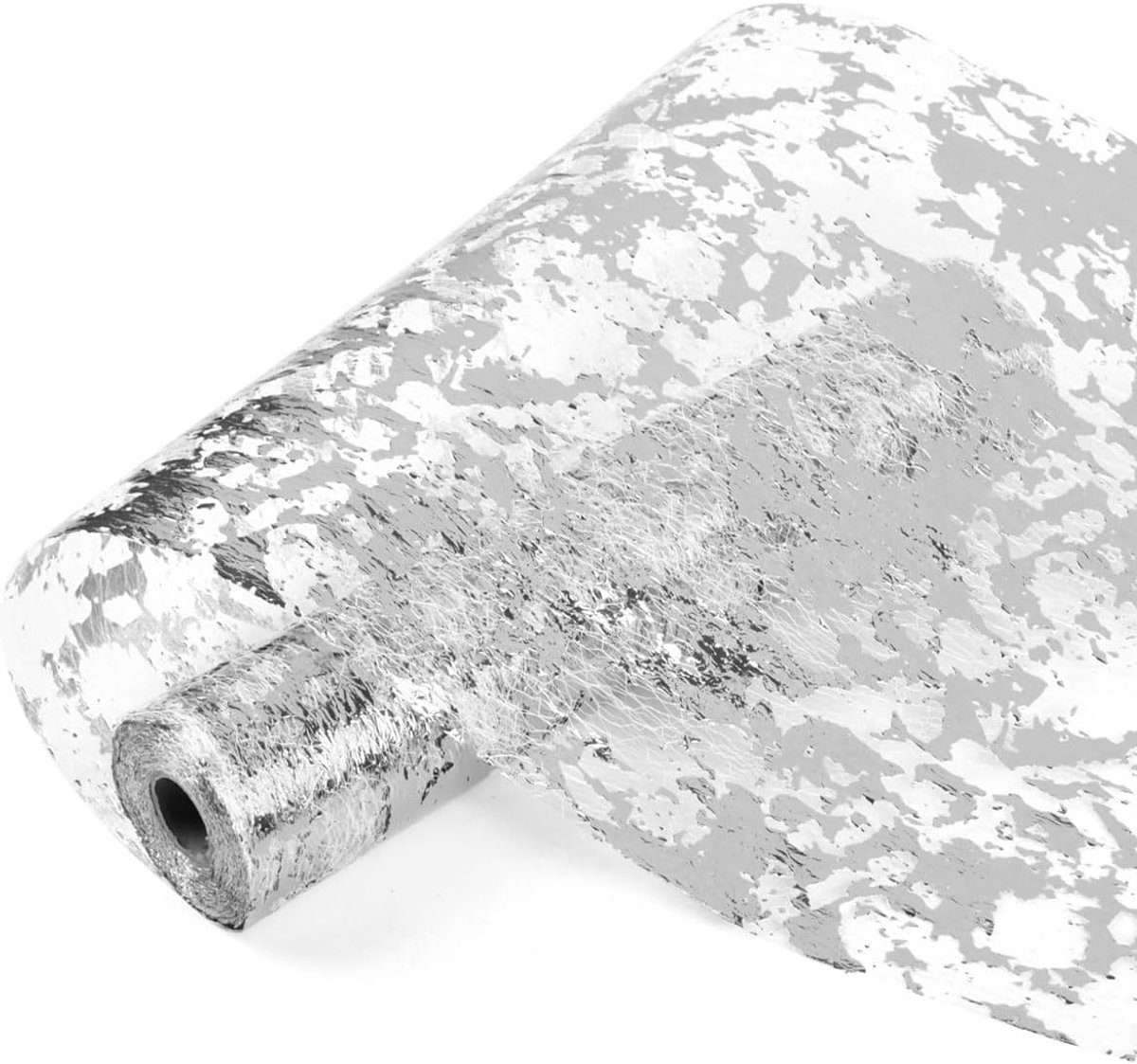 Table Runner - 28*275 cm - Silver Table Runner - Silver Gold Foil Table Runner - Tablecloth - Polyester Table Runner - Sparkling Metal Mesh Roll Table Runner - for Wedding Decorations, New Year's Decorations, and Birthday Parties - Image 1