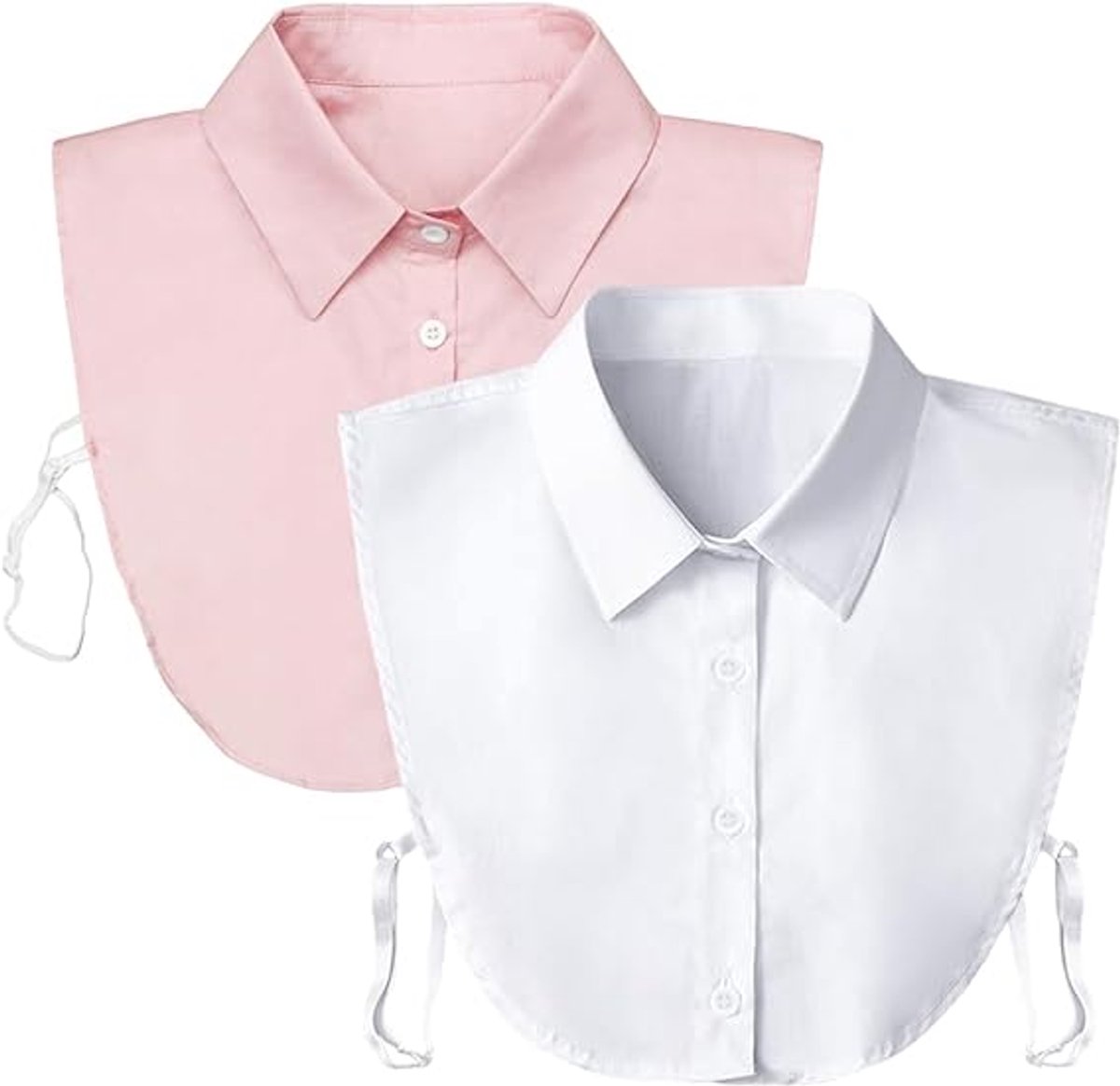 2 pieces - Women's Shirt Collar - Shirt Collar - Detachable Collar - Small Shirt Collar - Faux Detachable Collar - Detachable Pointed Collar - Small Collar - Pointed Collar - Shirt Replacement - Blouse - Adjustable - One Size - White, Pink - Image 1