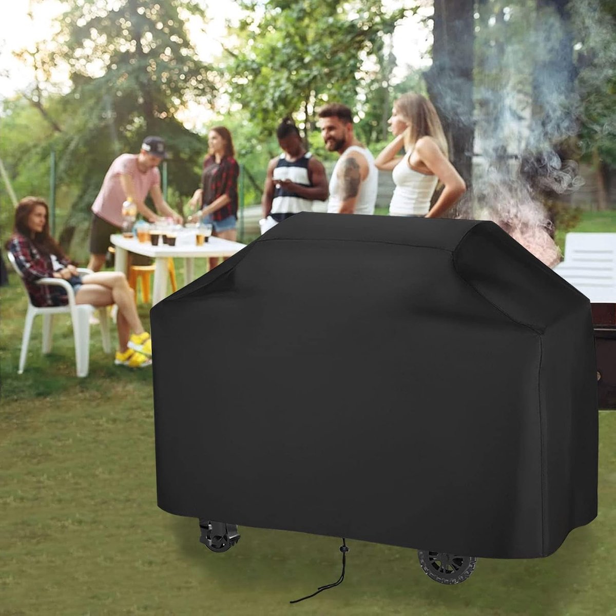190*71*127 cm - BBQ Cover - Barbecue Covers - Waterproof Barbecue Protective Cover - Waterproof Protective Cover - 210D Robust Outdoor Grill Cover - Windproof - UV-resistant - Tear-resistant - Weatherproof Gas Grill Protector - With Storage Bag - Black - Image 2