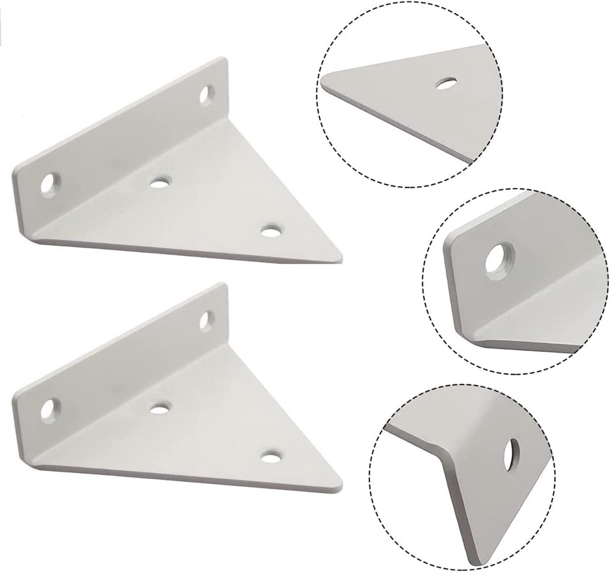 4 pieces - Shelf brackets - 10*8 cm - Wall-mounted floating bracket - Concealed shelf bracket - metal shelf brackets - triangular shelf bracket - with screws - invisible shelf bracket - for living room, bathroom and bedroom decor - white - Image 4