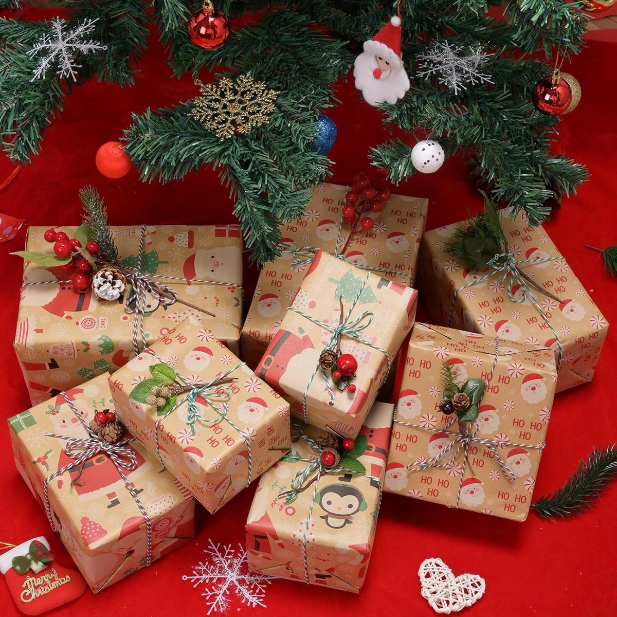 Wrapping paper - Christmas wrapping paper - Christmas gift paper - Wrapping paper with figures - 43 x 300cm - 2 Rolls - Christmas paper wrapping paper for Christmas - Christmas paper wrapping paper for children - gift paper - Kraft gift paper - Christmas - Image 5