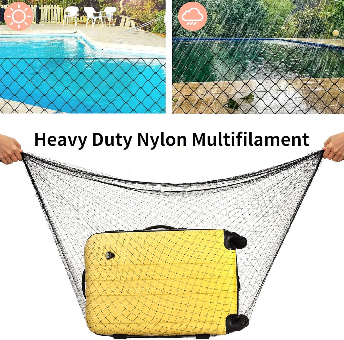 Cat Net - 8*3 m - Cat Balcony Net - Cat Protection Net - Cat Mesh - fall protection net for cats - fall safety net - mesh balcony railing - dog fencing - fall protection net for pets - safety net - with accessories - black - Image 4
