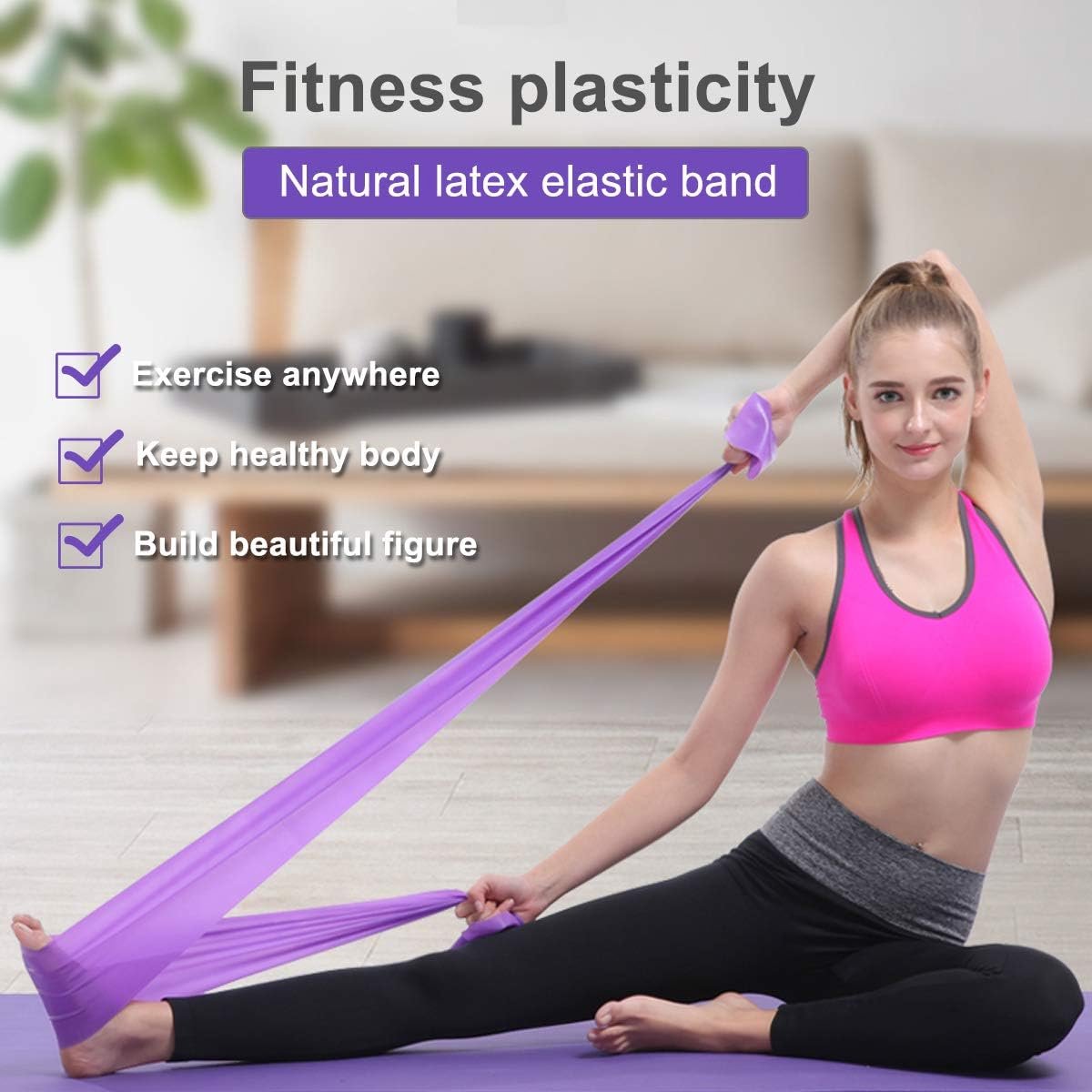 3 pieces - Exercise bands - 1.5 m - Resistance band - Resistance bands - Silicone exercise bands - yoga band - pilates band - sports band - Fitness elastic bands - Fitness equipment - For yoga, pilates, rehabilitation in the gym or at home - Image 3